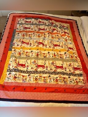 Homemade Quilt 53x65 Western Cowboy Multicolor Reversible